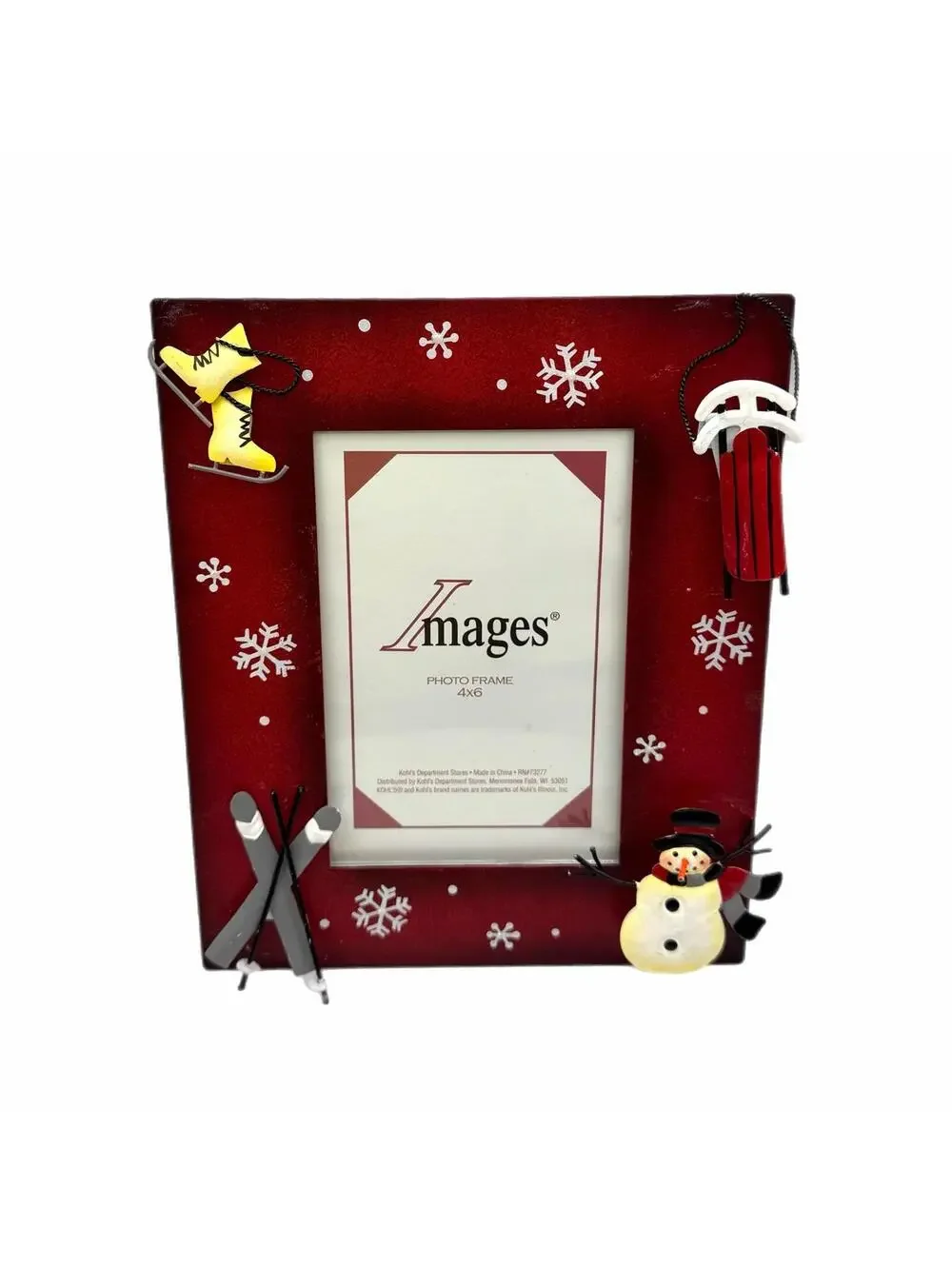 Vintage 2005 Images Red Metal Christmas Picture Frame – 4x6-Inch Photo